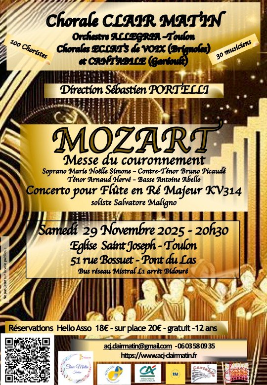 Affiche du concert Mozart du 29 novembre 2025 à Toulon